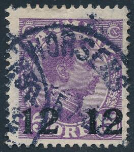 1926. 1215 øre, Chr.X, violet. Variant DELVIS MANGLENDE CIRKEL OM VENSTRE 15. AFA 6000
