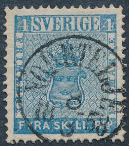 1855. 4 skill bco, blå. PRAGT-mærke.