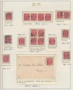 1876-1901. Oval. 10 aur. Albumside med enheder og smukt lille brev m.m.