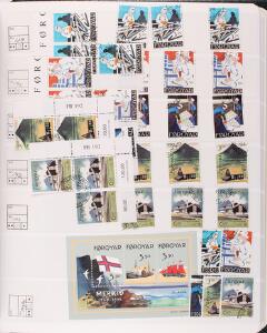 Færøerne. Lagerparti i Leuchtturm-album med postfriske og stemplede udgaver frem til 2009, samt mappe helark med højt pålydende.