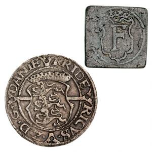 Frederik II, mark 1563, 1564, H 9B, 14A, 2 stk.