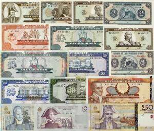 Haiti, lille lot overvejende ucirkulerede sedler, bl.a. Pick 263, i alt 16 stk.