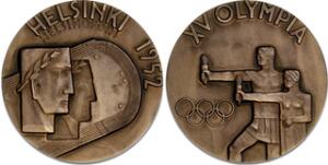 Ol 1952, Helsingfors deltagermedaille, bronze, 54 mm, 77,4 g