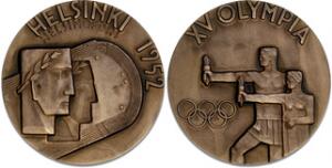 Ol 1952, Helsingfors deltagermedaille, bronze, 54 mm, 77,4 g