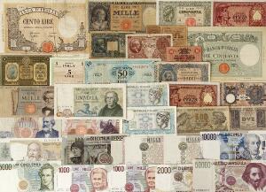 Italien, lot forskellige sedler fra 1900-tallet, flere bedre typer imellem, i alt 33 stk.