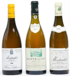 1 bt. Montrachet Grand Cru, Olivier Leflaive 1996 A hfin.  etc. Total 3 bts.