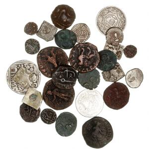Indien og Afghanistan, samling af Ag og Cu mønter fra ca. 200 f.Kr. til 1900 e.Kr., i alt 27 stk. i varierende kvalitet