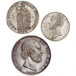Nederlandene, Holland, Gulden 1794, 1847 2 12 Gulden 1872. 3