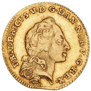 Frederik V, kurantdukat  12 mark 1761, H 22D, F 269, blanketfejl