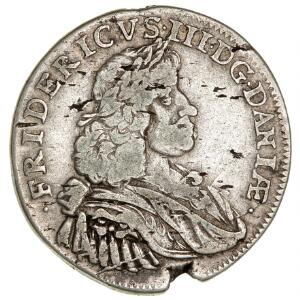 Frederik III, mark 1666, H 111, Aagaard 155, blanketfejl v. kanten