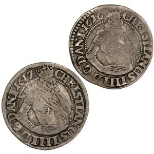 Christian IV, 1 mark 1616, 1617, H 99C, i alt 2 stk. i kval. 1