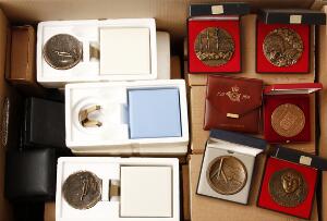 Samling moderne medailler bronce, især Nyborg, i alt ca. 60 stk.