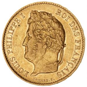 Frankrig, Louis Philippe I, 1830 - 1848, 40 Francs 1833 A, F 557