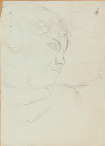 Harald Giersing Ung pige med bøjet hoved, 1909-11. Usign. Blyant på papir. Bladstørrelse 34 x 25.
