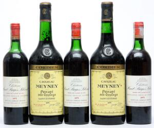 4 bts. Château Meyney, Saint-Estephe 1975  etc. Total 14 bts.