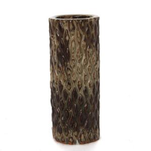 Axel Salto Cylindrisk vase af stentøj modelleret i bølgende, let knoppet stil. H. 18,4.