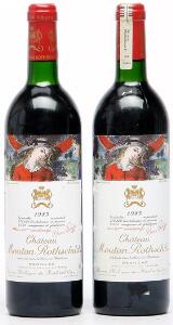 2 bts. Château Mouton Rothschild, Pauillac. 1. Cru Classé 1985 A-AB bn.
