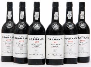 6 bts. Grahams Vintage Port 1977 A hfin.