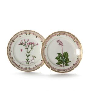 Flora Danica to tallerkener af porcelæn. 3550. Royal Copenhagen. Diam. 22 cm. 2