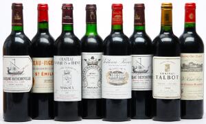 2 bts. Château Beychevelle, Saint - Julien. 4. Cru Classé 1996 A-AB bn.  etc. Total 8 bts.