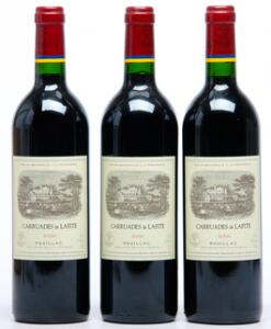 3 bts. Carruades de Lafite, 2wine Ch. Lafite Rothschild 2000 A hfin.