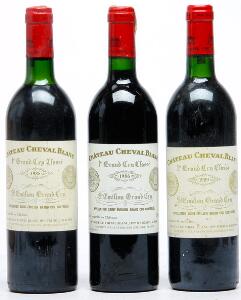 1 bt. Château Cheval Blanc, 1. Grand Cru Classé A 1985 AB ts.  etc. Total 3 bts.