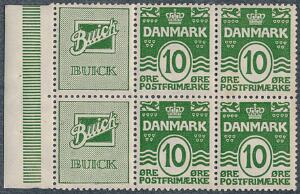 1928. Buick, 10 øre, grøn. 6-blok. Let hængslet. AFA 6000
