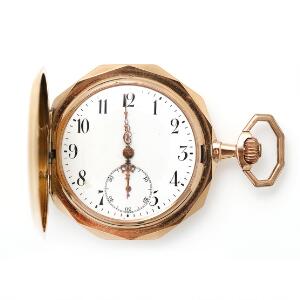 Dobbeltkapslet lommeur af 14 kt. guld. Ca. 1900-1910. Vægt ialt 80 gr. Kassediam. 52 mm.
