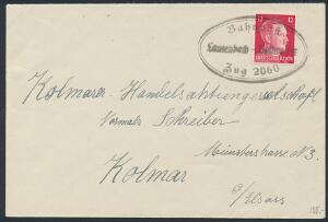 Tyskland. 1941. Hitler, 12 pf. rød på brev med ovalt TOGSTEMPEL
