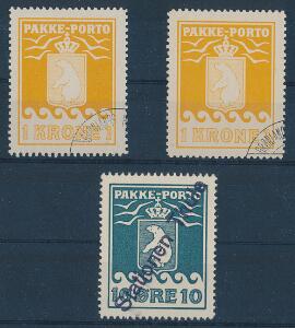 1937. 3 stk. Pakkeporto.