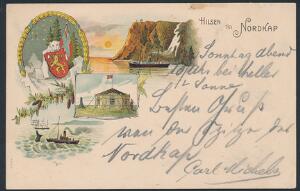 Postkort. Hilsen fra Nordkap. Sendt 1899 til Tyskland