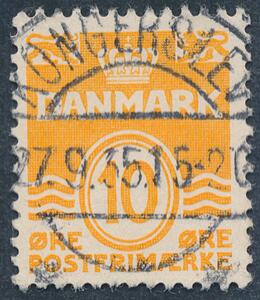 1933. Bølgelinie. 10 øre, orange. TYPE I. LUXUS-stemplet.