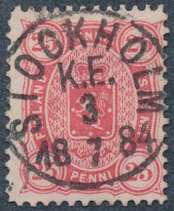 1882. 25 p. anilinrød. LUX-stempel STOCKHOLM 3.7.1884