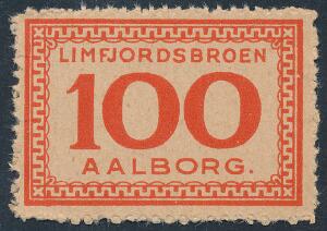 Limfjordsbroen. Aalborg. 100 øre, rød.