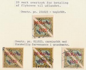 Estland. 1923. Luftpost. 20 M55 M. Planche med 4 utakkede mærker.