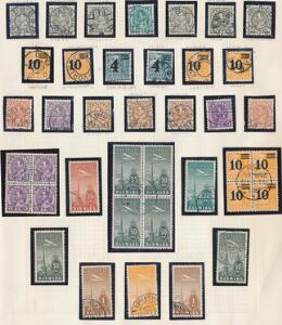 1934-36. Dobbeltplanche med diverse stempler, primært udslebne og enkelte  varianter, bl.a. afa 221x.