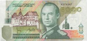 Luxembourg, 5000 Francs 1993, Pick 60a