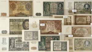 Tyskland  Polen, tysk besættelse, Krakow 19401941, komplet samling på 13 sedler, alle i topkvaliteter, Rosenberg 571 -583. 13
