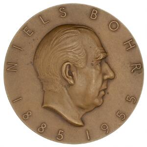 Niels Bohr 1885-1955, H. Salomon, Br., 60 mm, 99,5 g, ER 52, prøve, ex. H. Salomon, ex. NT 676, 1994, lot 691