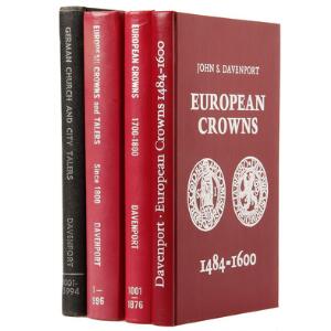 Davenport, John S. European Crowns 1484-1600, 1700-1800, since 1800, and German church and city Talers 1600.1700, i alt 4 bind