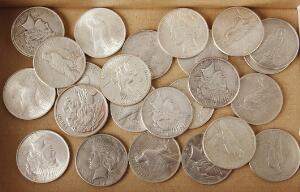 USA, samling af 1 Dollar mønter. i alt 25 stk., Ag,, ca. 670 g 9001000