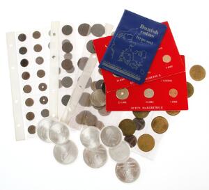 Danske og udenlandske mønter, bl.a. 12 kr 1939, H 22B, 1 kr 1915, 1916, H 9 samt diverse canadiske 5 og 10 dollar mønter i sølv 4 stk. af hver m.m.