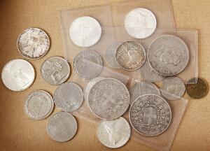 Italien, Napoli, Ferdinand II, 120 grana, C 153c, Victor Emanuel II, 10 lire 1927, 01, endvidere diverse mønter 19.-20. årh., de fleste i sølv, ialt 20 stk.