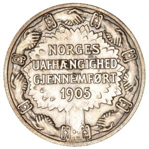 Norge, Haakon VII, 2 kr 1906 Norges Uafhængighed, NM 3, kanthak