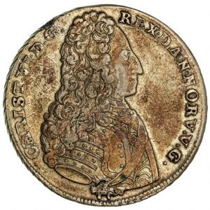 Christian VI, 4 mark  krone 1731, H 4, mørk patina, kantskade