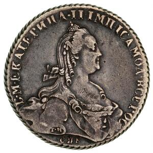 Rusland, St. Petersborg, Katarina II, Rubel 1776, C 67a.1, Bitkin 221