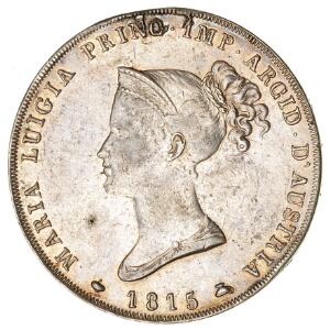 Italien, Parma, Maria Luigia, 5 lire 1815, C 30, kant med loddespor