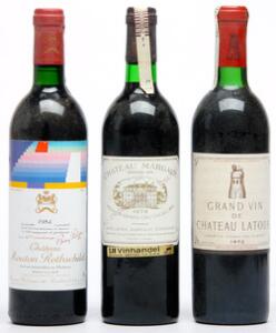 1 bt. Château Mouton Rothschild, Pauillac. 1. Cru Classé 1984 A-AB bn.  etc. Total 3 bts.