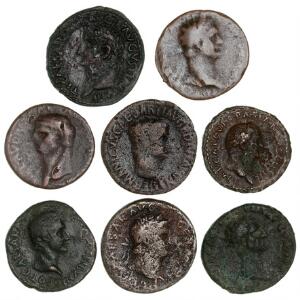 Romerske kejserdømme, 8 as fra Augustus, Tiberius, Germanicus slået under Claudius, Claudius, Nero Vespasian, Domitian og Nerva.