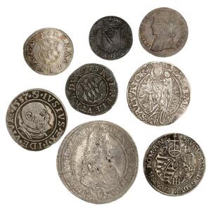 Tyskland, Bremen, Preussen, Braunschweig, Württemberg med flere, i alt 8 sølvmønter